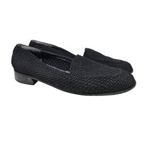 Vintage Y2K Stuart Weitzman 10 Woven Black Loafer Minimalist Office Classic